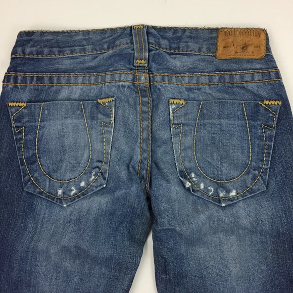 TRUE RELIGION Distressed Flare Leg Med Wash Jeans - Picture 10 of 13